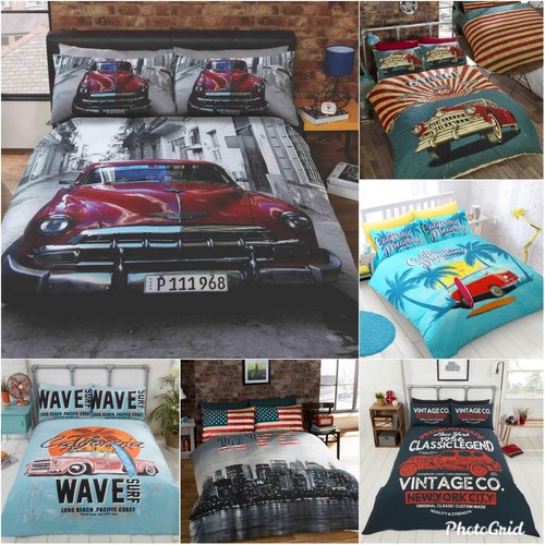 Vintage car graphic duvet - car,